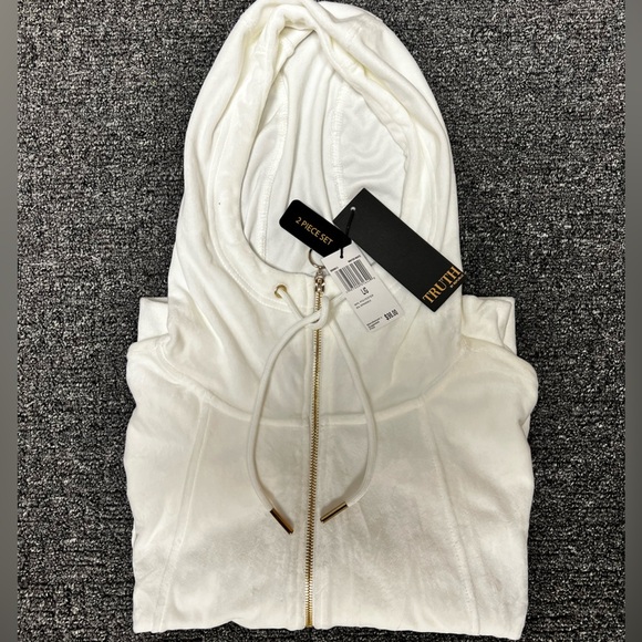 Truth by Republic 2-PC Ivory Lounge Pants & Jogger Hoodie Jacket Women Large - Picture 2 of 15